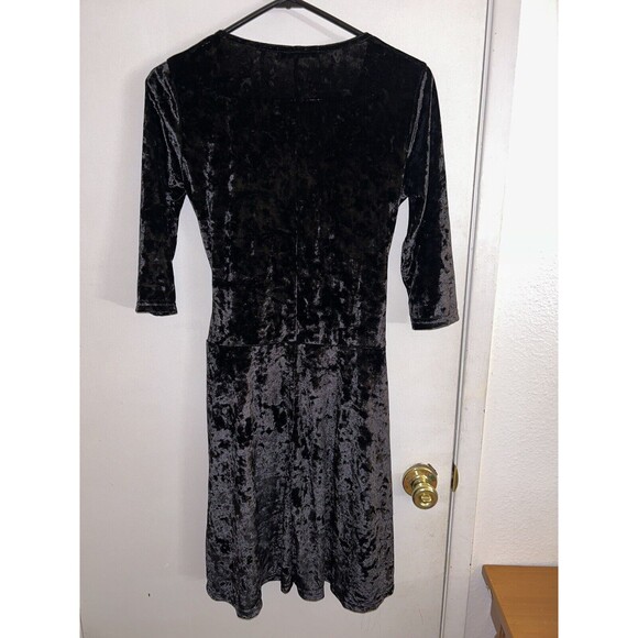 Carla Mink PDX Portland Women Dress Long Sleeve Bird Dream Black Velvet sz S - Picture 4 of 5
